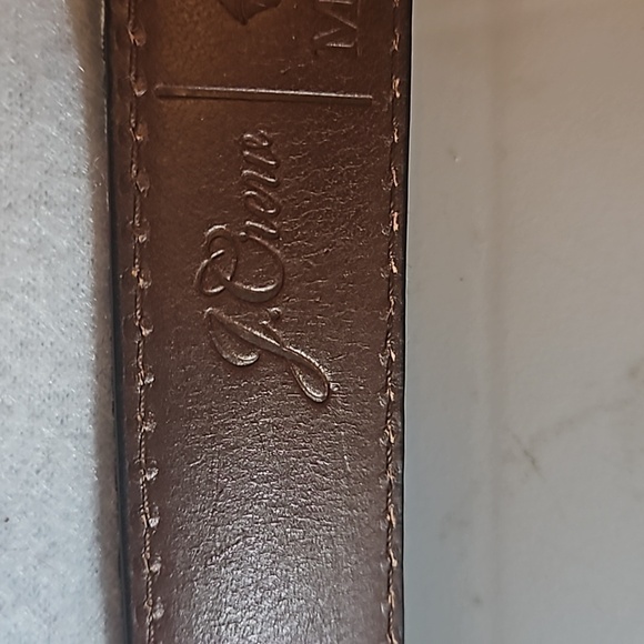 J Crew Moon Plaid Genuine Leather Belt sz 34 Brass hardware  Pre-owned - Picture 6 of 10